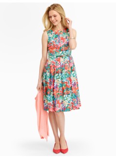 Impressionist Floral Fit-And-Flare Dress