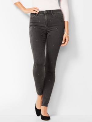 Denim Jeggings - Snowflake-Embellished