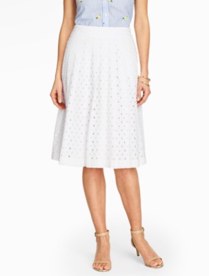 Eyelet Pleated Skirt