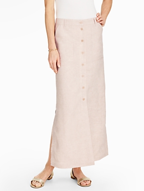 talbots maxi linen skirt slit madison side larger