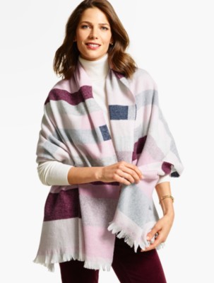 Blocked-Stripe Blanket Wrap - Talbots