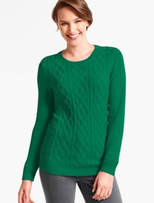 Shoulder-Button Aran Sweater